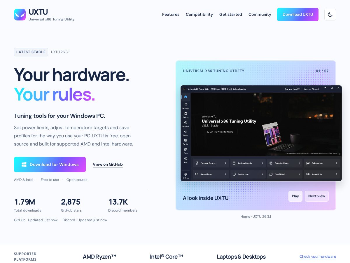 Landing-page snapshot of uxtu.app