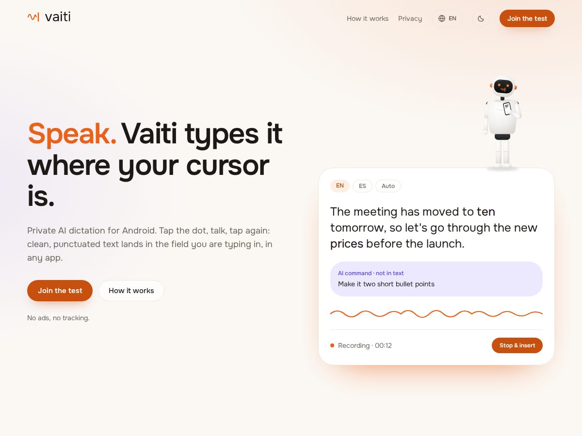 Landing-page snapshot of vaiti.app