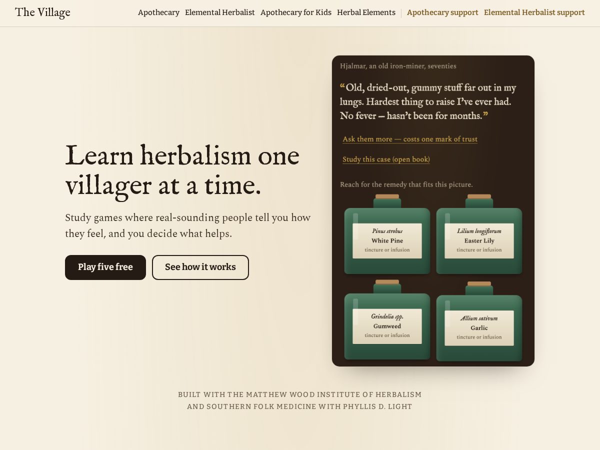 Landing-page snapshot of village-games.app