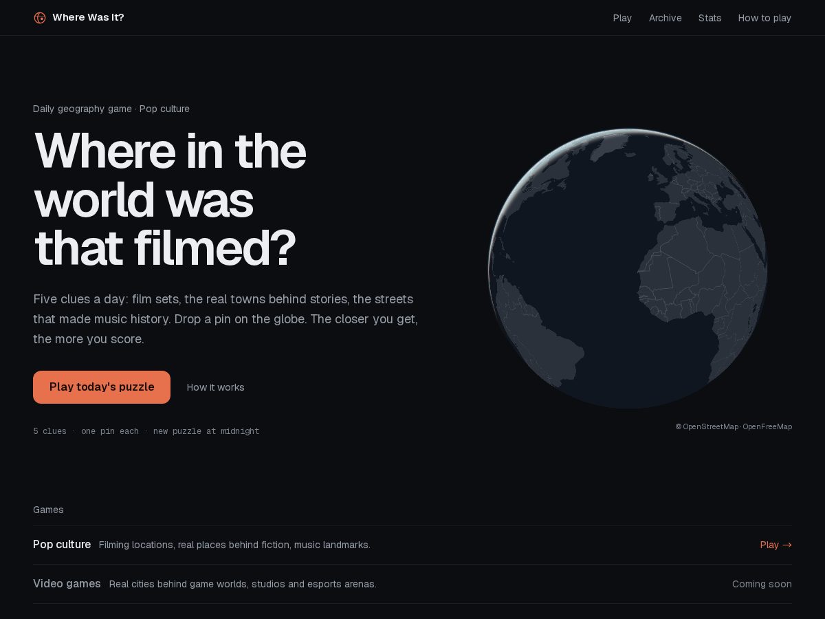 Landing-page snapshot of wherewasit.app