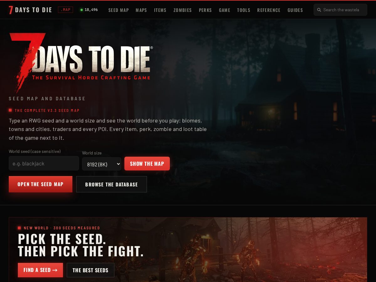 Landing-page snapshot of 7daystodiemap.com