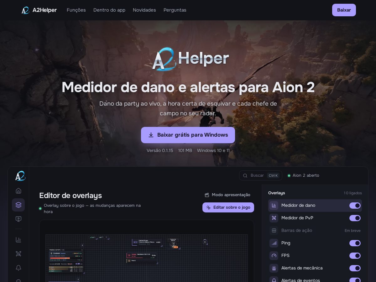 Landing-page snapshot of a2helper.app
