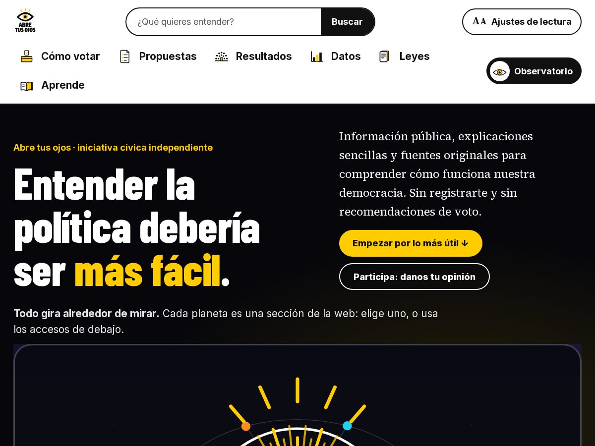 Landing-page snapshot of abretusojos.org