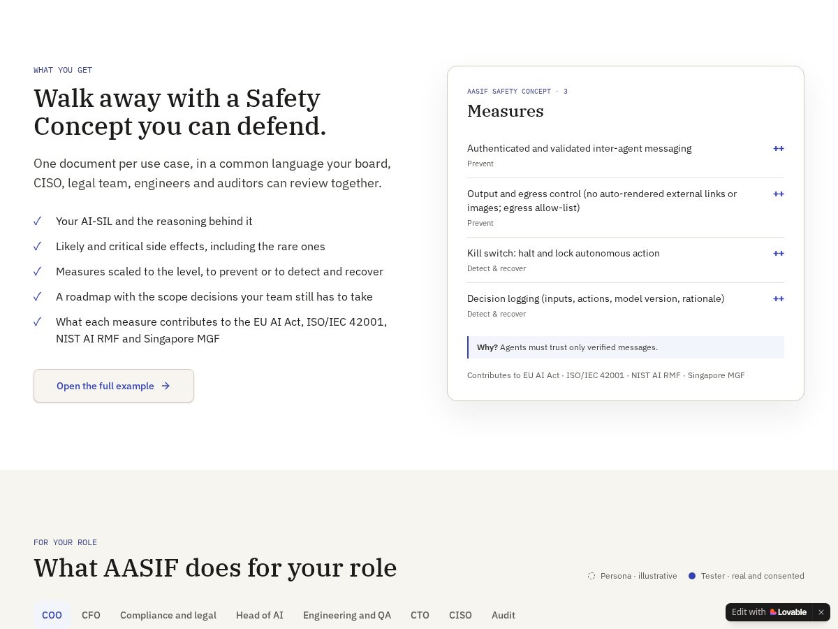 Landing-page snapshot of agentsafetyintegrity.com
