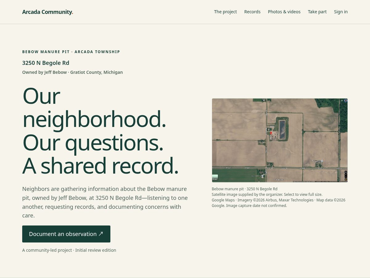 Landing-page snapshot of arcada.life