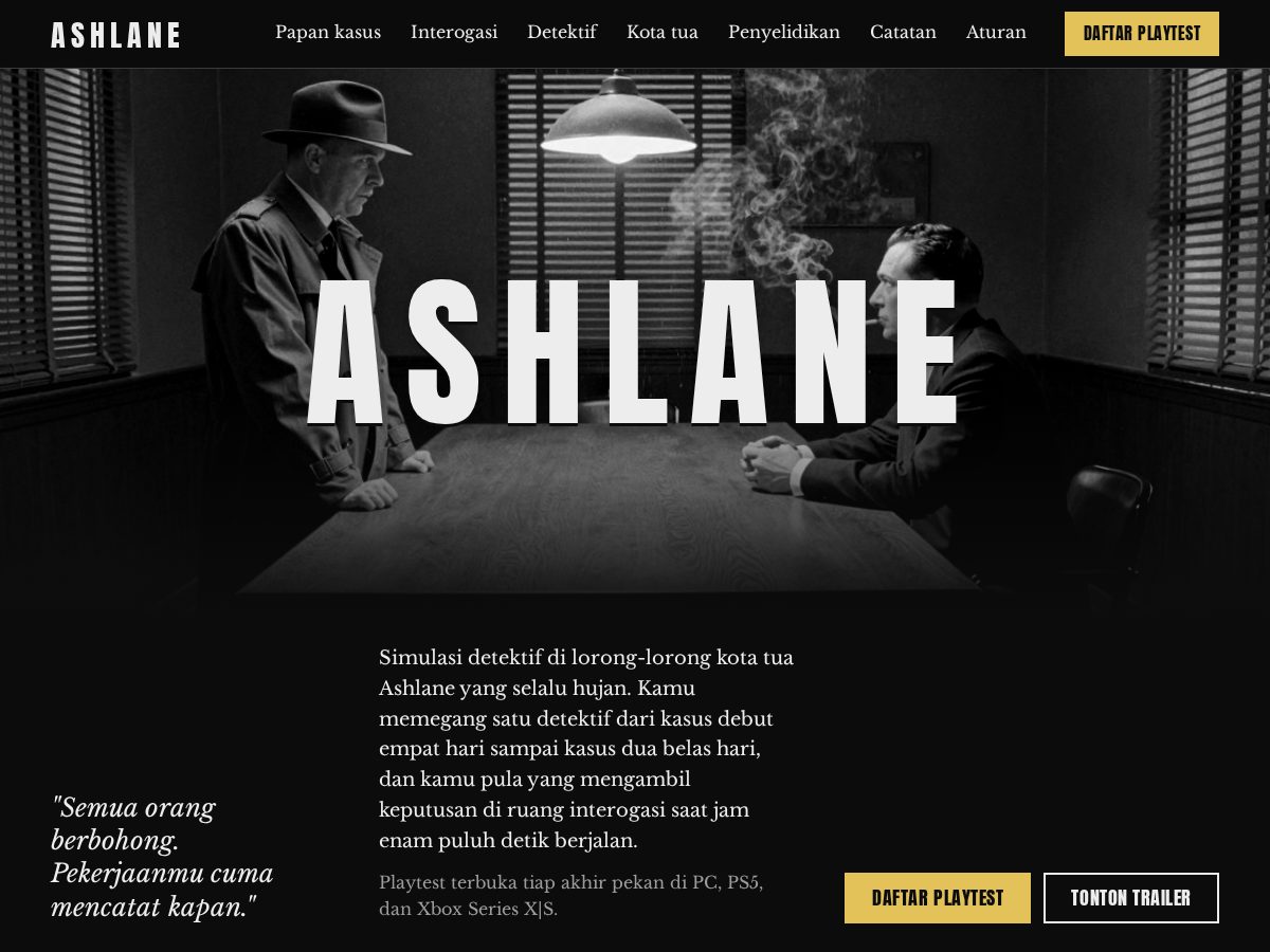 Landing-page snapshot of ashlane.online