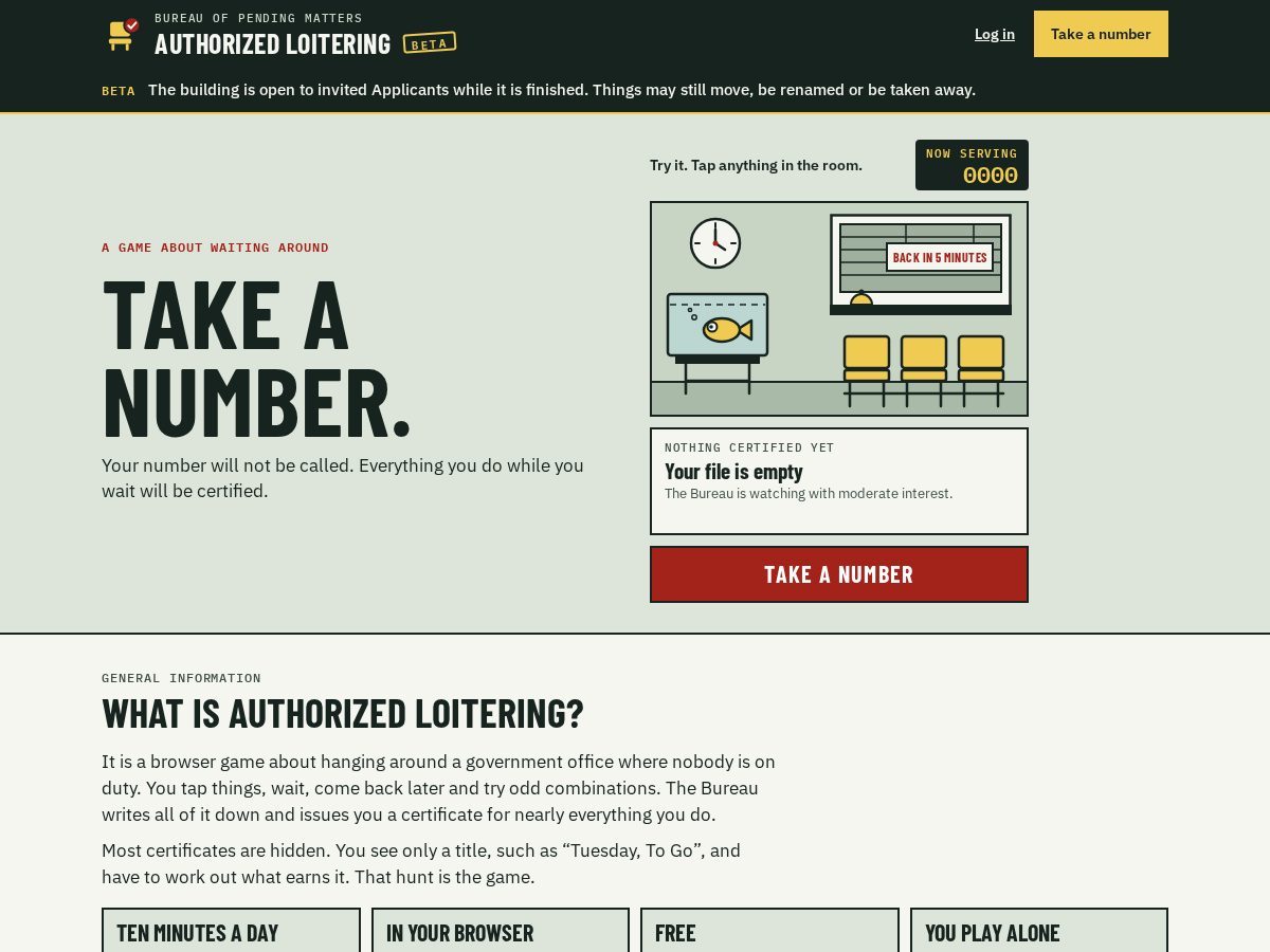 Landing-page snapshot of authorizedloitering.com