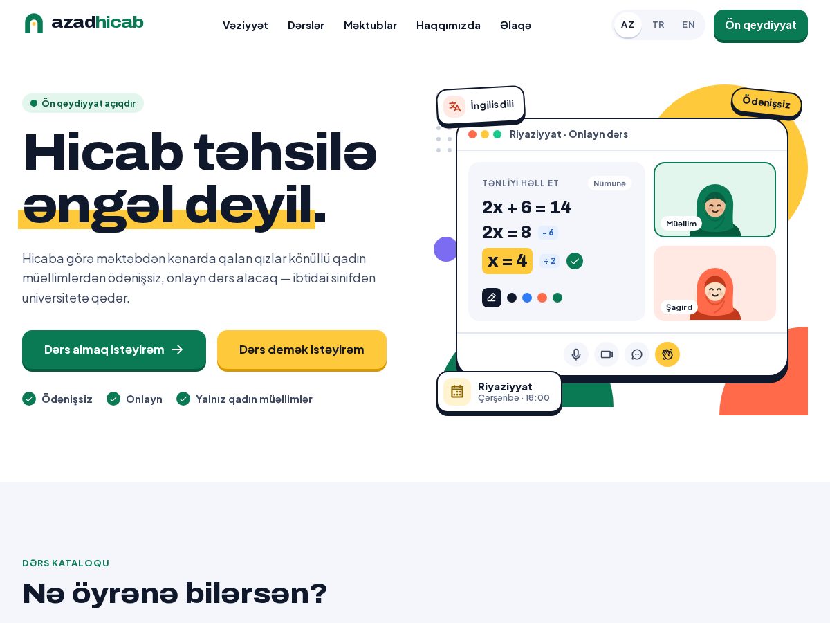 Landing-page snapshot of azadhicab.com