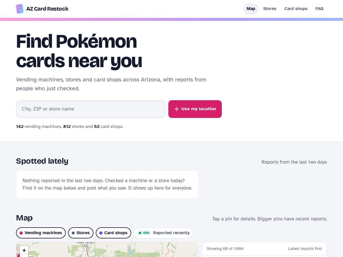 Landing-page snapshot of azcardrestock.com
