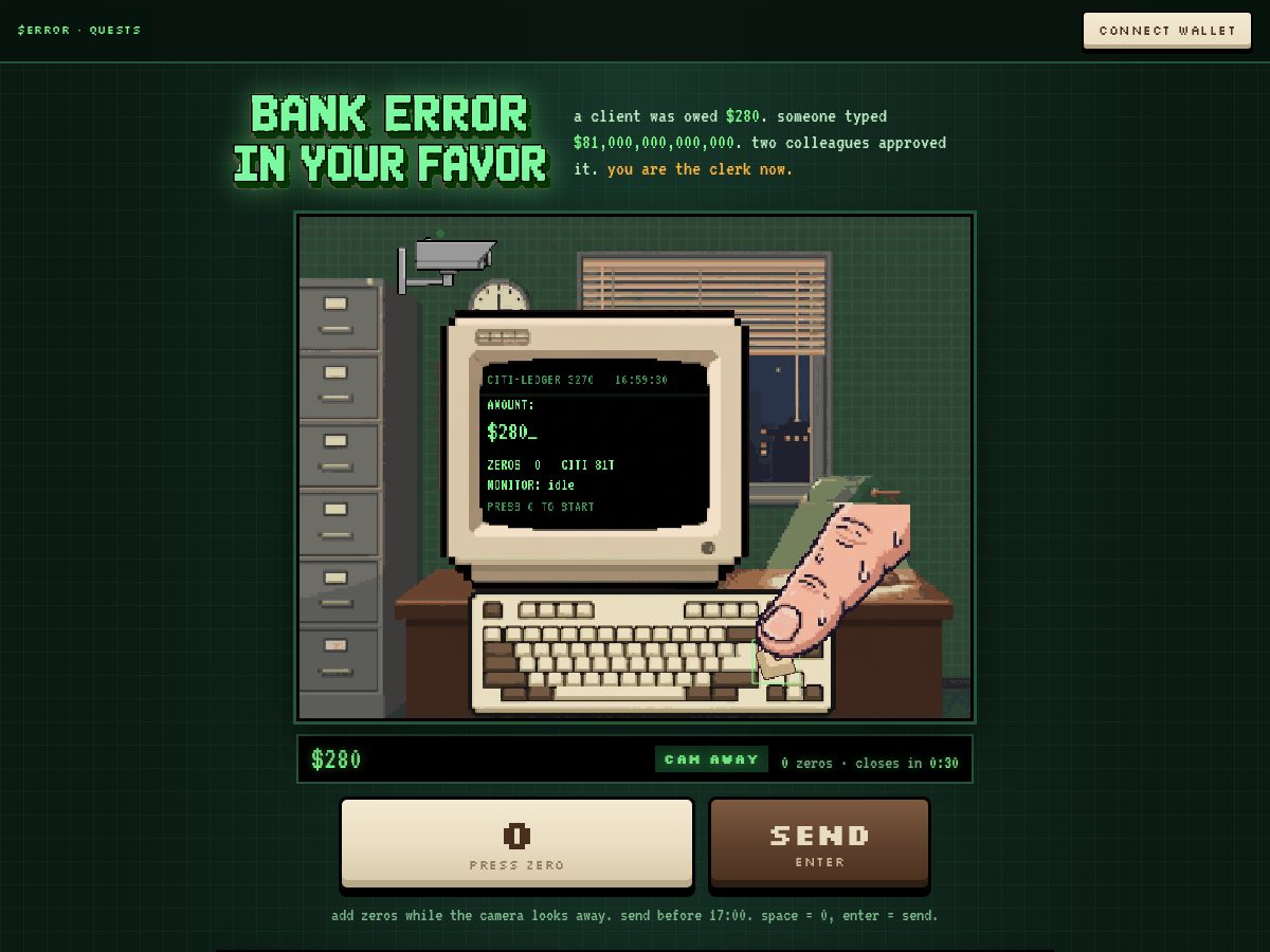 Landing-page snapshot of bank-error.fun