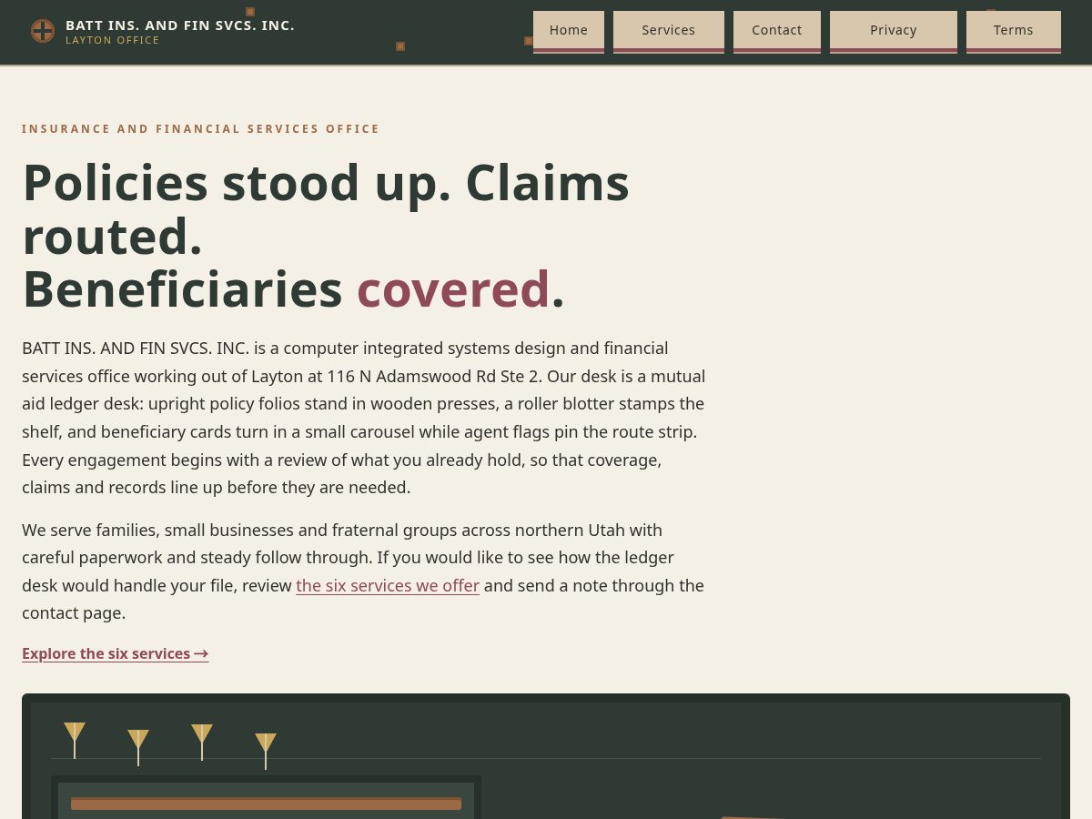Landing-page snapshot of battinsfin.hair
