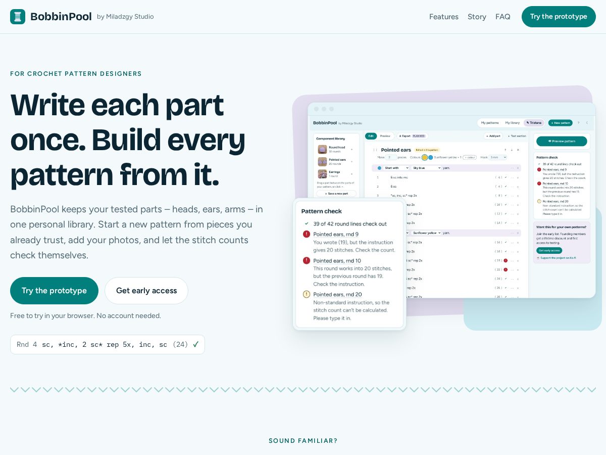 Landing-page snapshot of bobbinpool.app