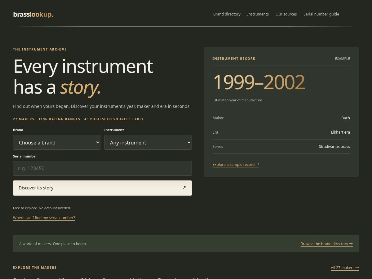 Landing-page snapshot of brasslookup.com
