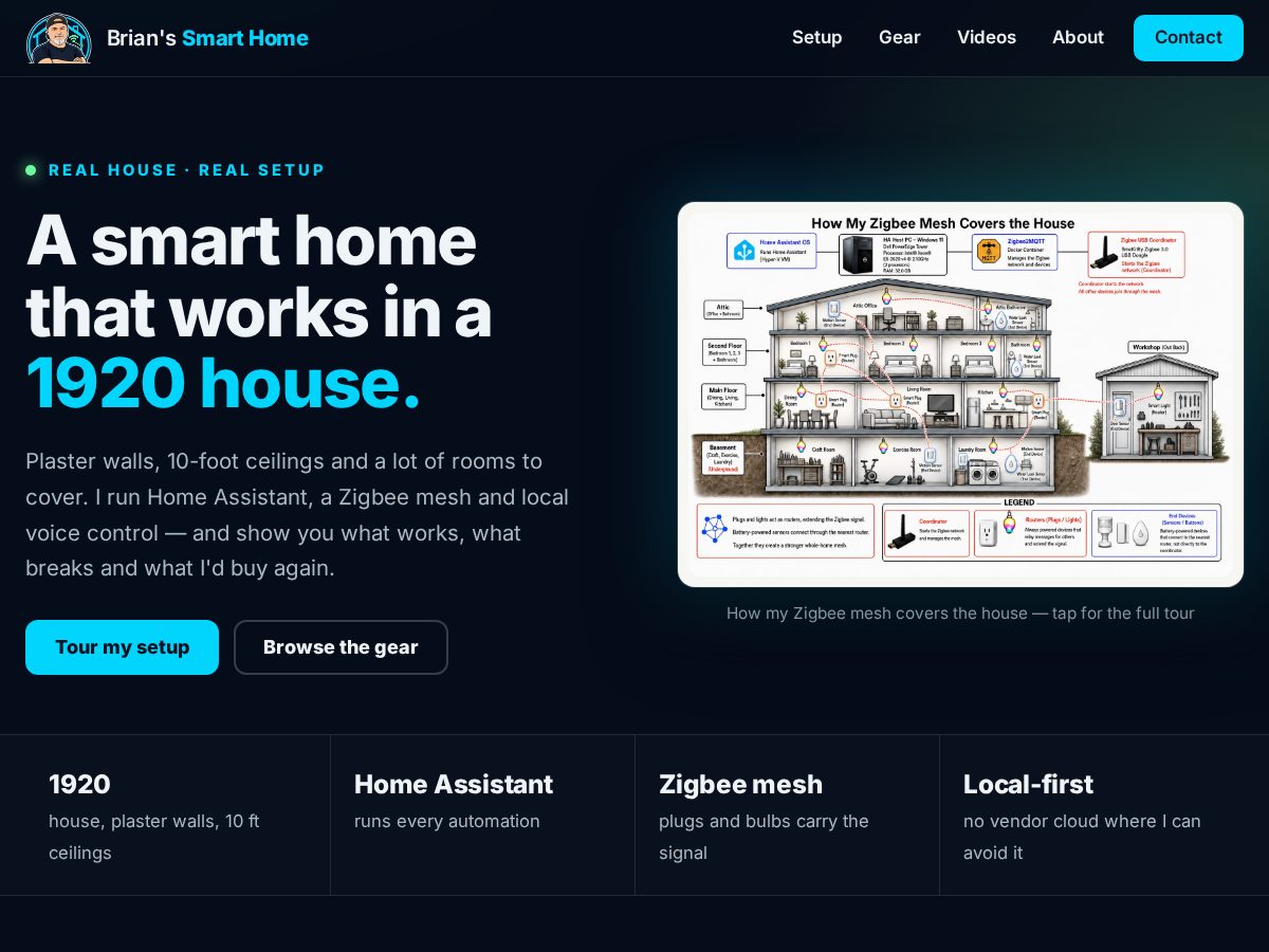 Landing-page snapshot of brianssmarthome.com