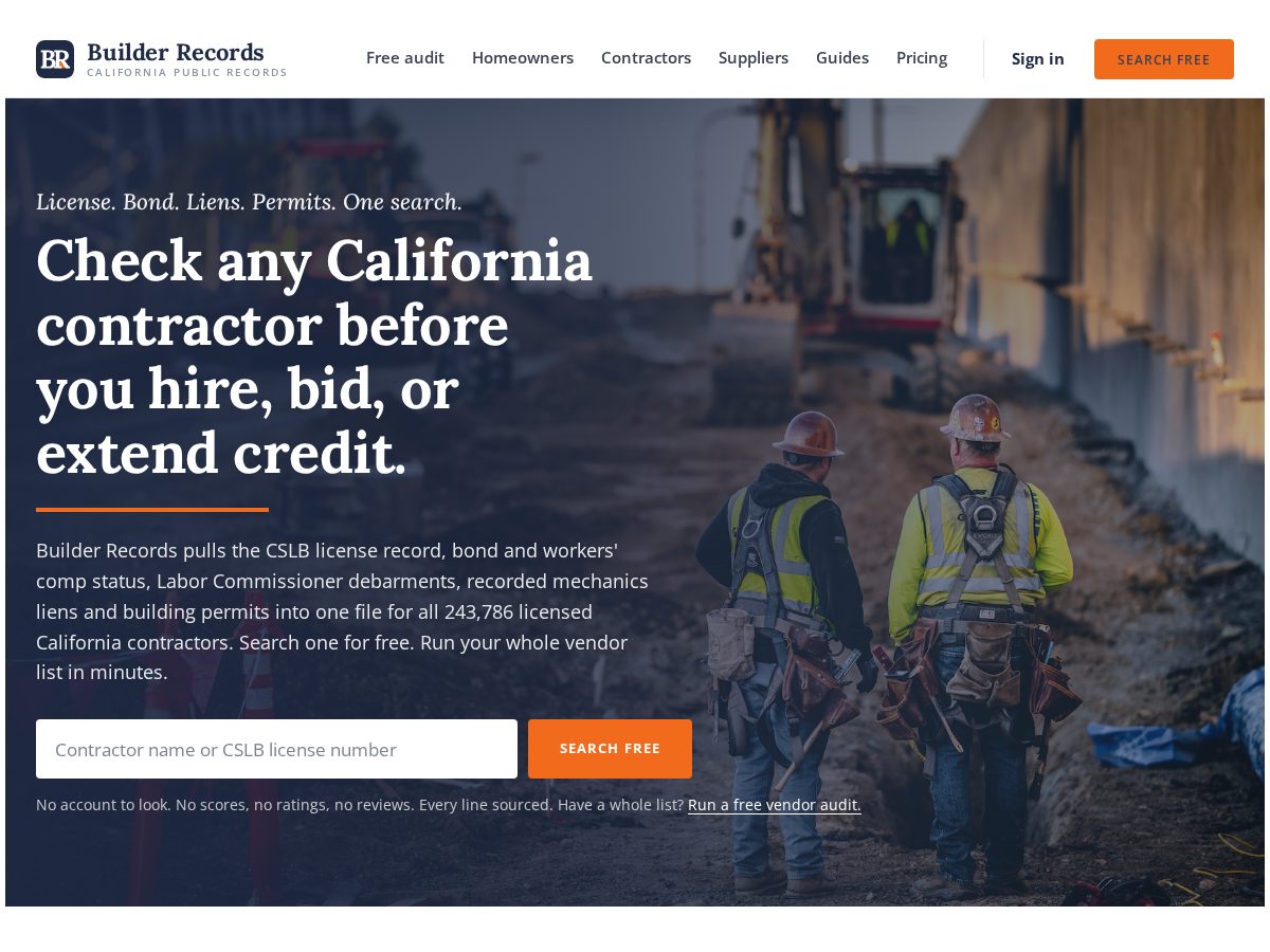 Landing-page snapshot of builderrecords.com