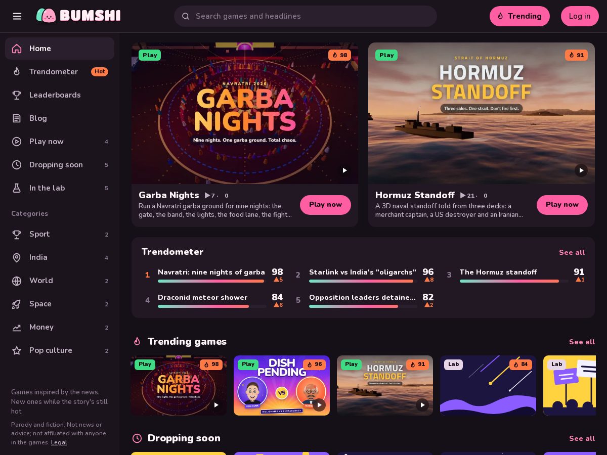 Landing-page snapshot of bumshi.com