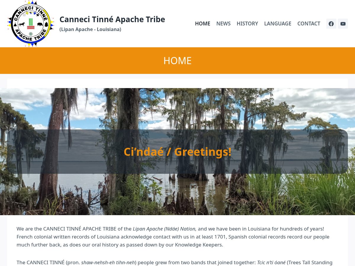 Landing-page snapshot of cannecitinneapachetribe.org