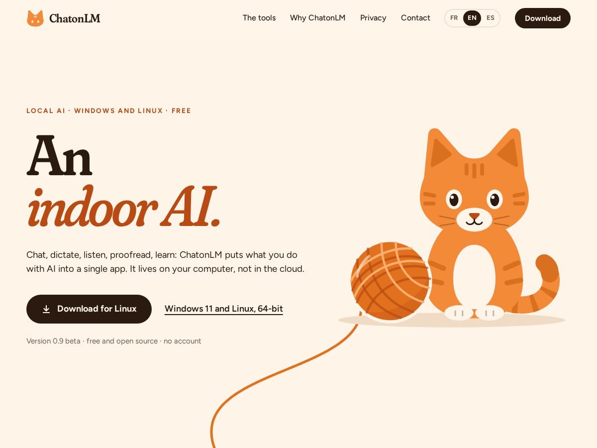 Landing-page snapshot of chatonlm.com
