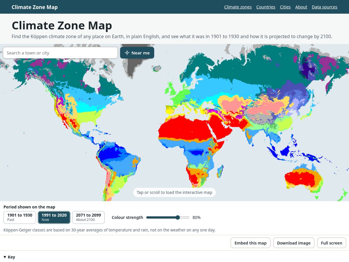 Landing-page snapshot of climatezonemap.com