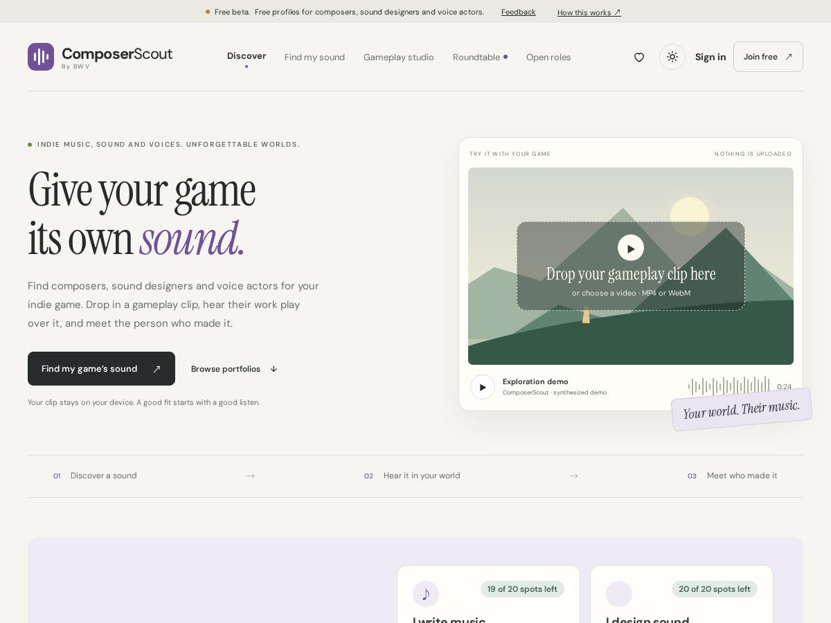 Landing-page snapshot of composerscout.com