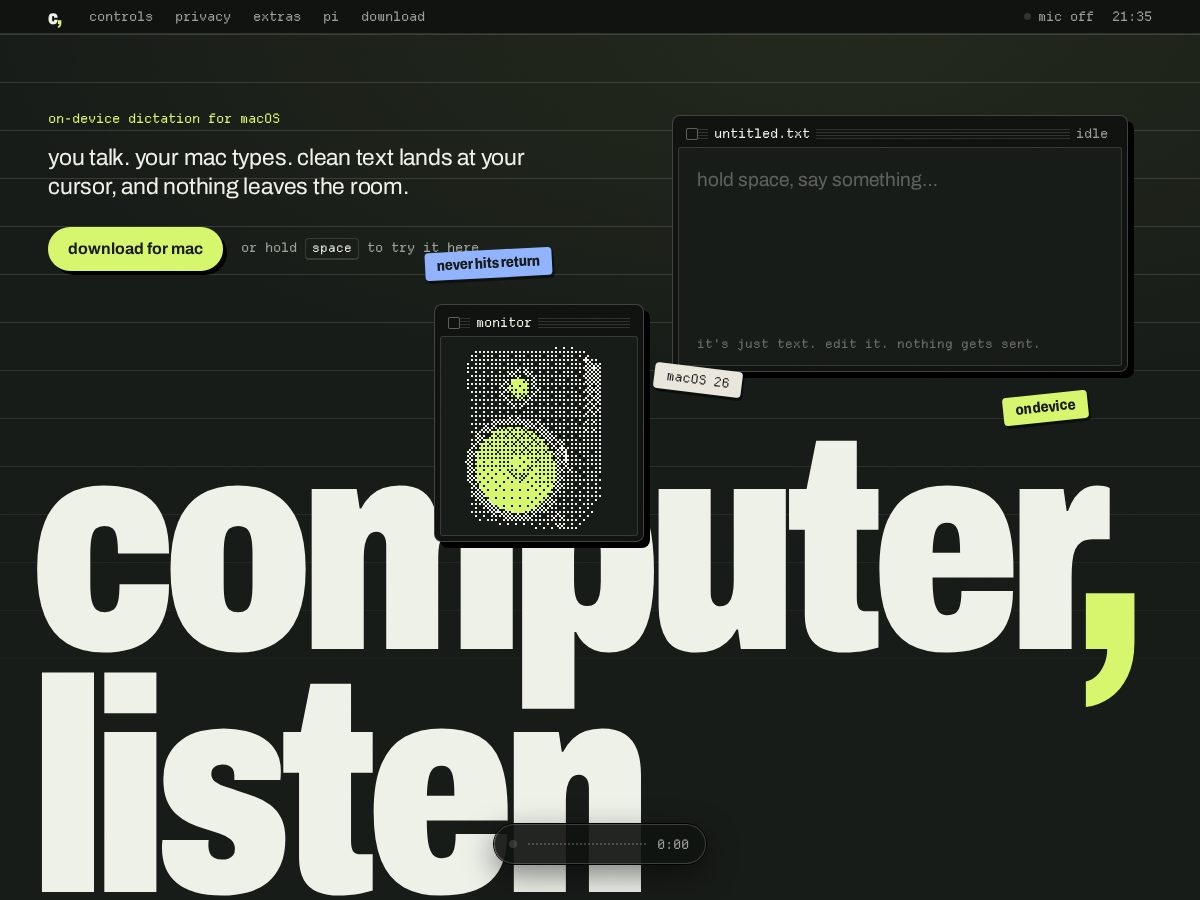 Landing-page snapshot of computerlisten.com