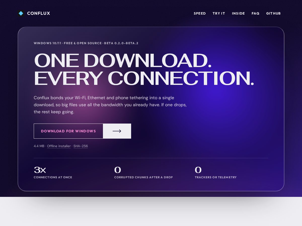Landing-page snapshot of confluxdownload.tech