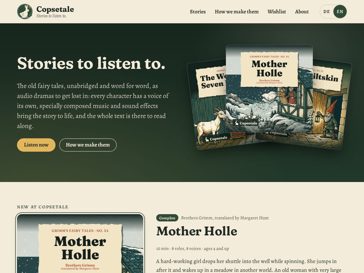 Landing-page snapshot of copsetale.com