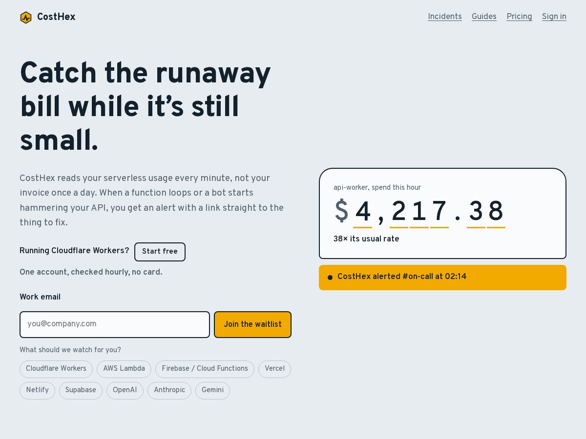 Landing-page snapshot of costhex.com
