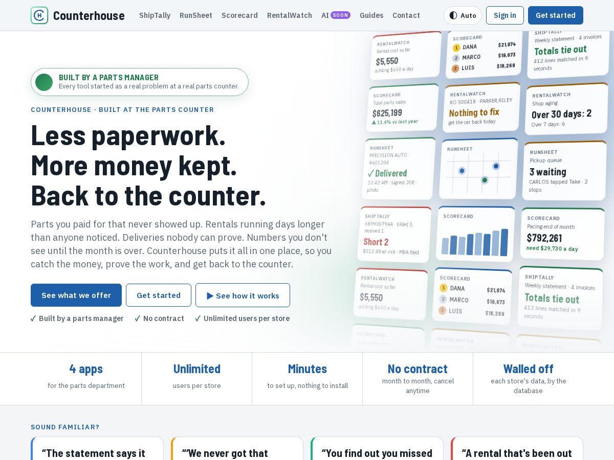Landing-page snapshot of counterhouse.app