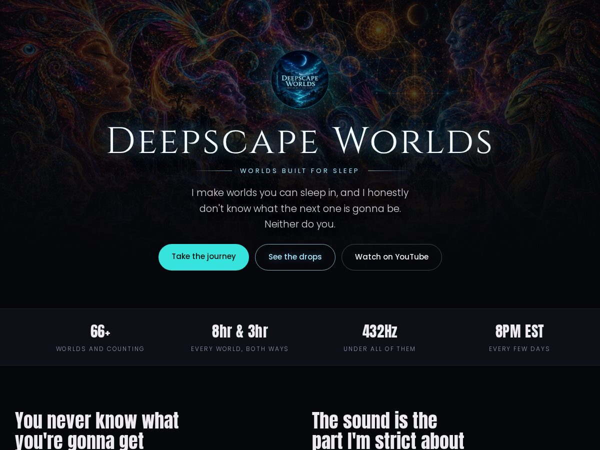 Landing-page snapshot of deepscapeworlds.com