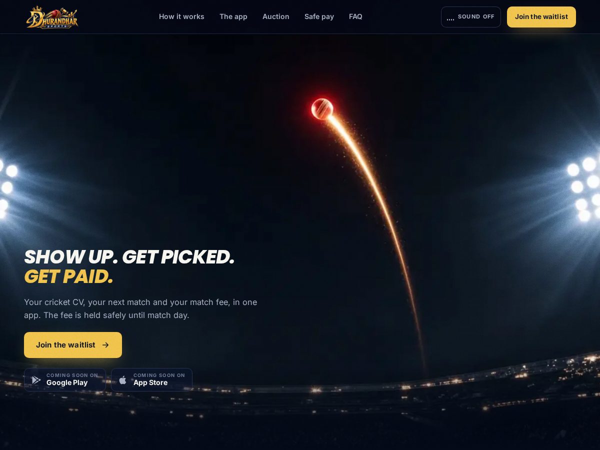 Landing-page snapshot of dhurandharsports.com