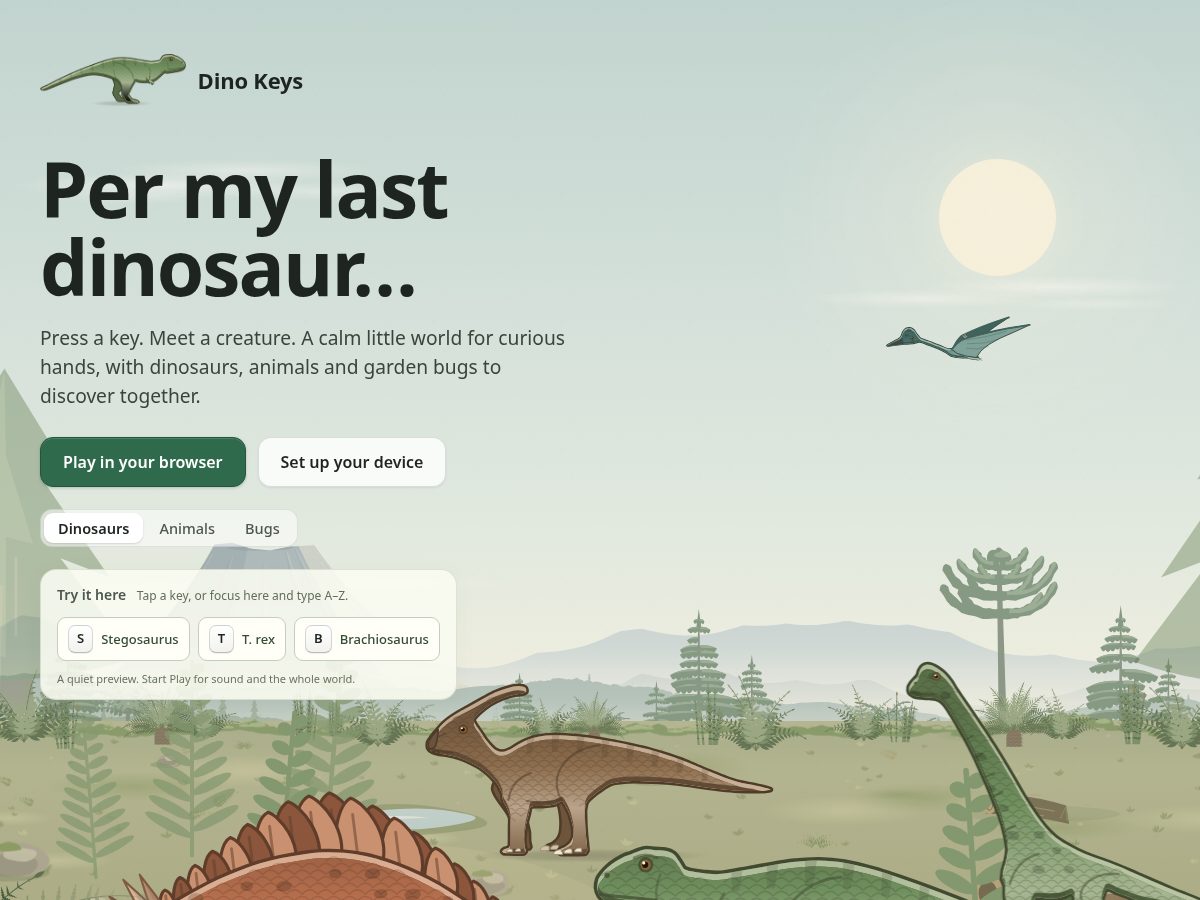 Landing-page snapshot of dinokey.app