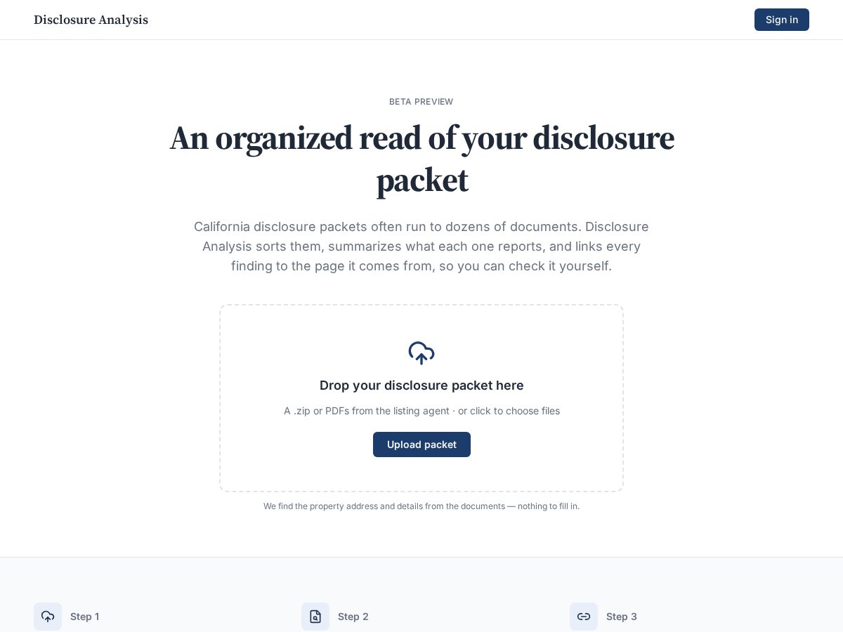 Landing-page snapshot of disclosureanalysis.com