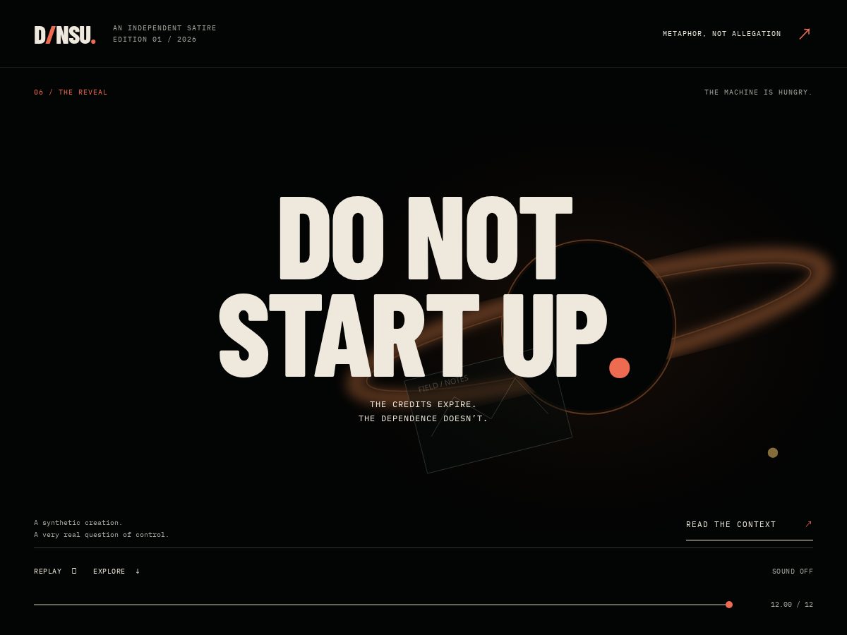 Landing-page snapshot of donotstartup.com