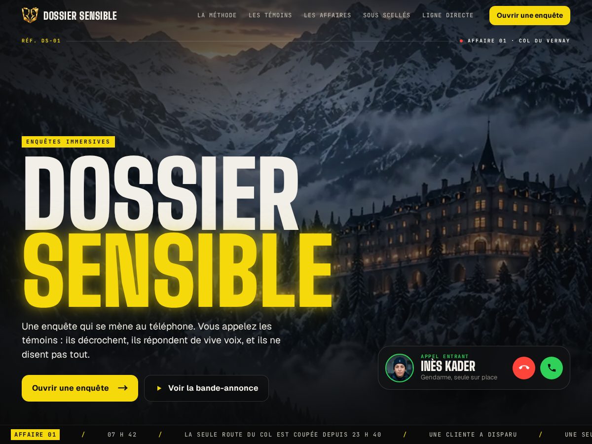 Landing-page snapshot of dossier-sensible.com