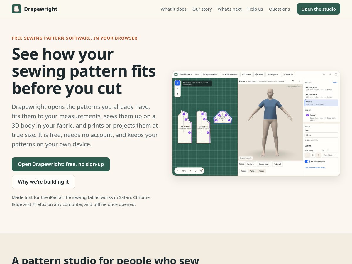 Landing-page snapshot of drapewright.com