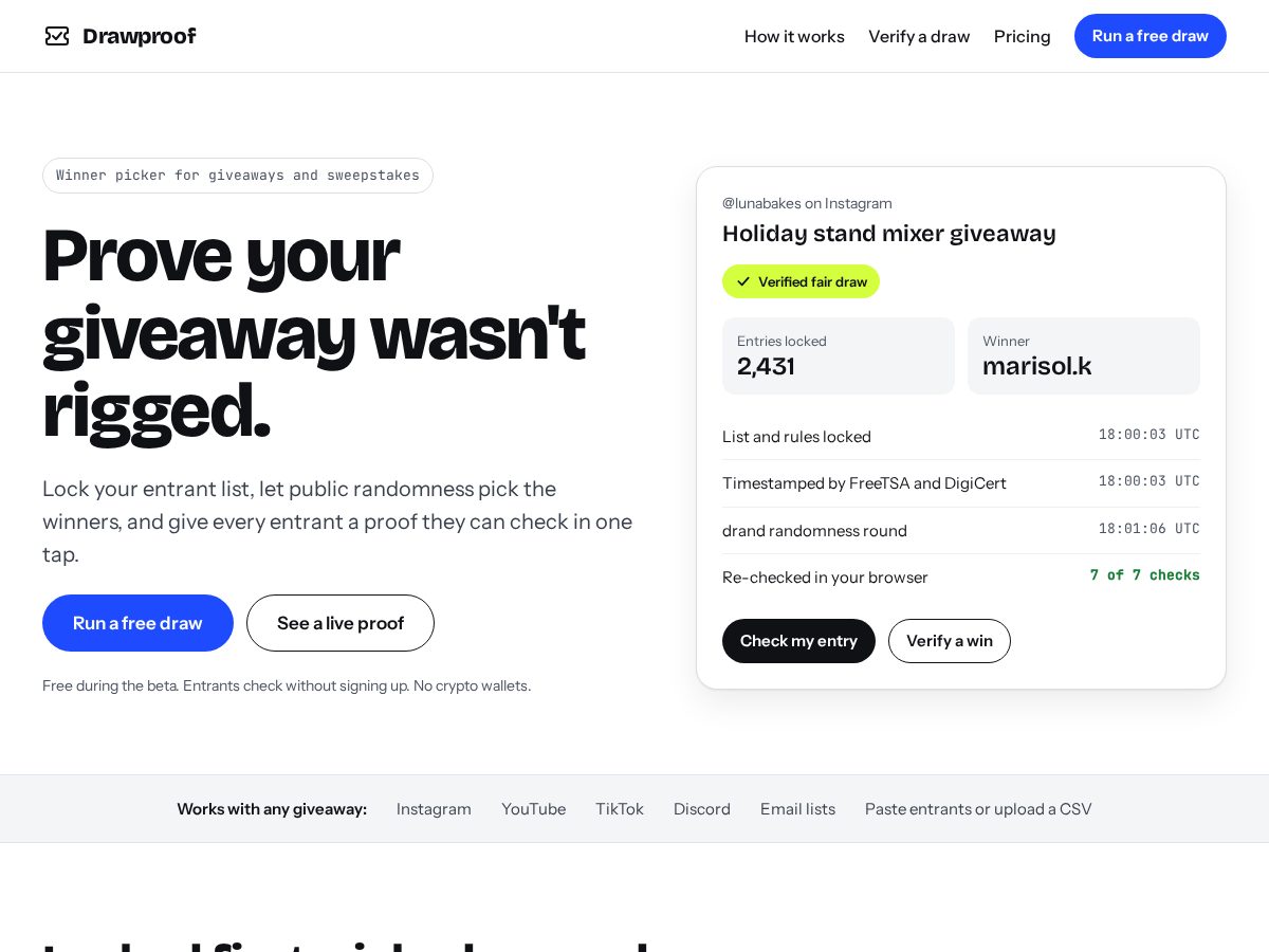 Landing-page snapshot of drawproof.org