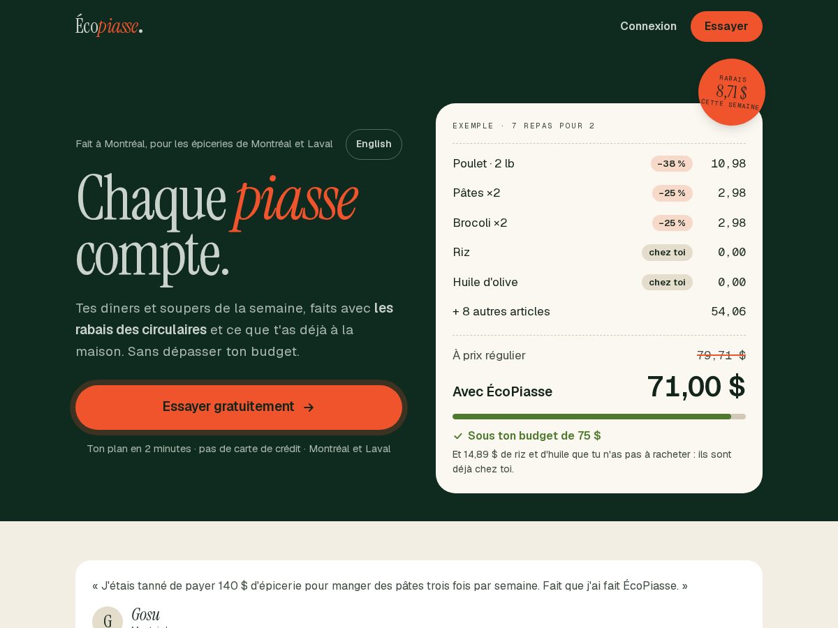 Landing-page snapshot of ecopiasse.com