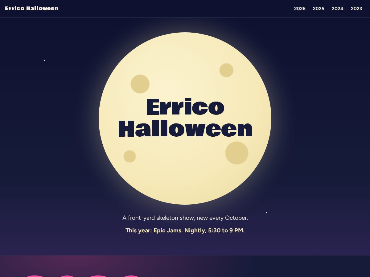 Landing-page snapshot of erricohalloween.com