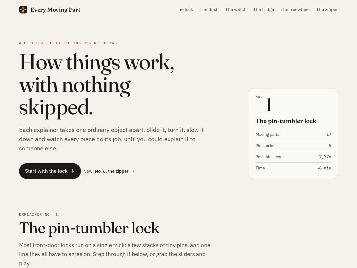 Landing-page snapshot of everymovingpart.com