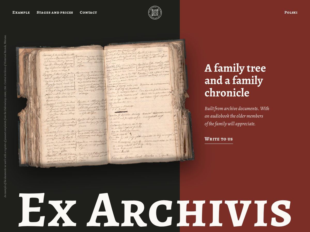 Landing-page snapshot of exarchivis.com