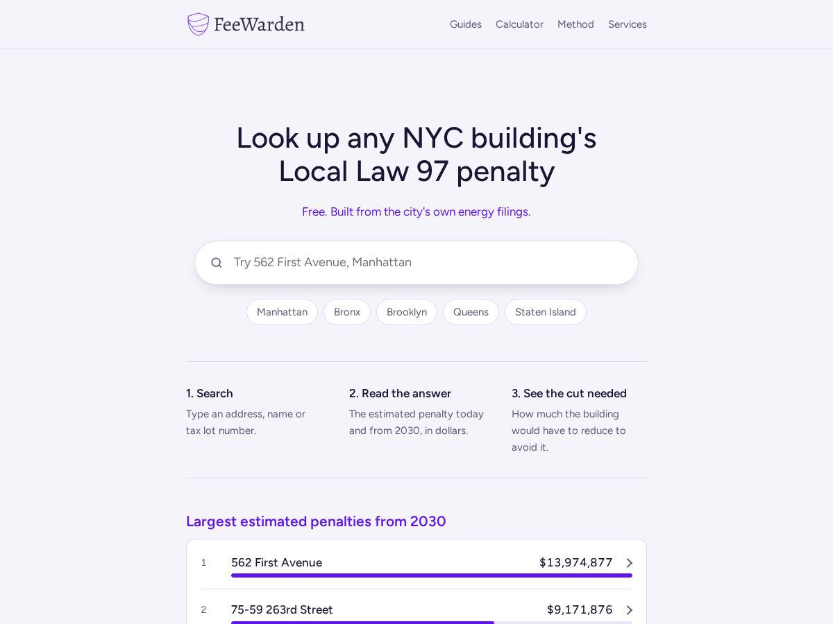 Landing-page snapshot of feewarden.com