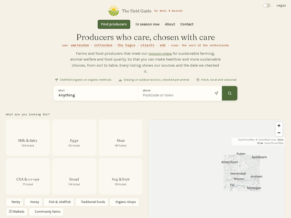 Landing-page snapshot of fieldguide.food