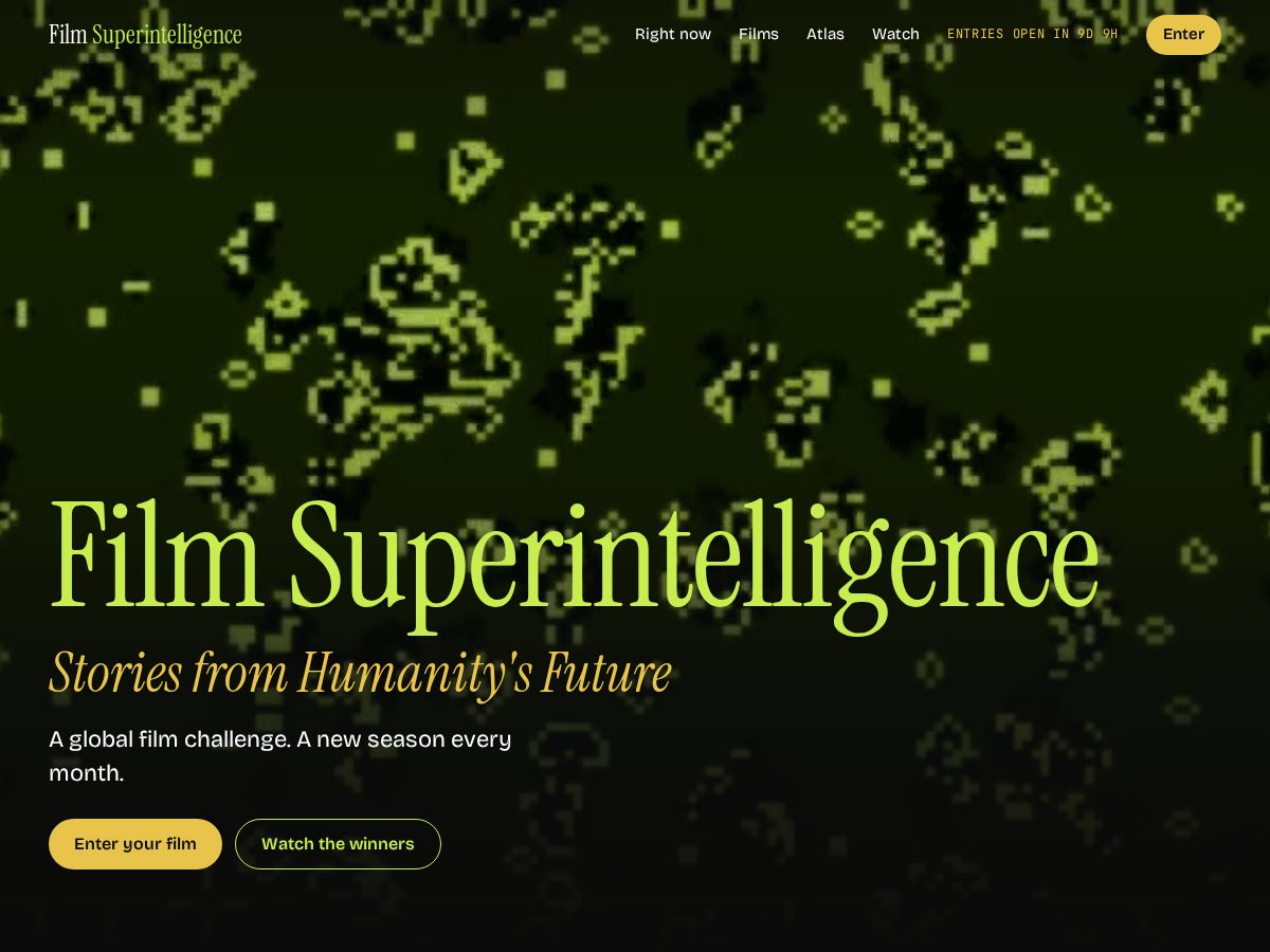 Landing-page snapshot of filmsuperintelligence.org
