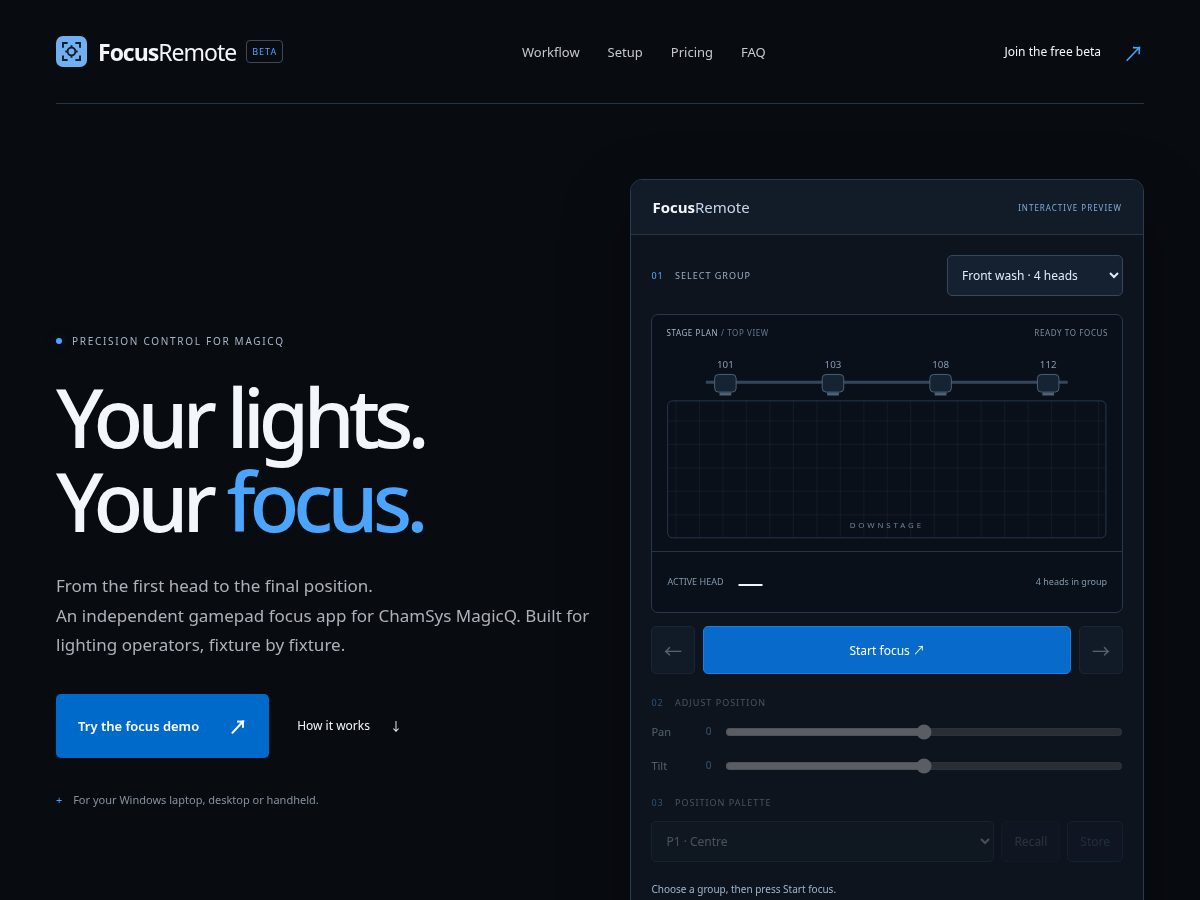 Landing-page snapshot of focusremote.com