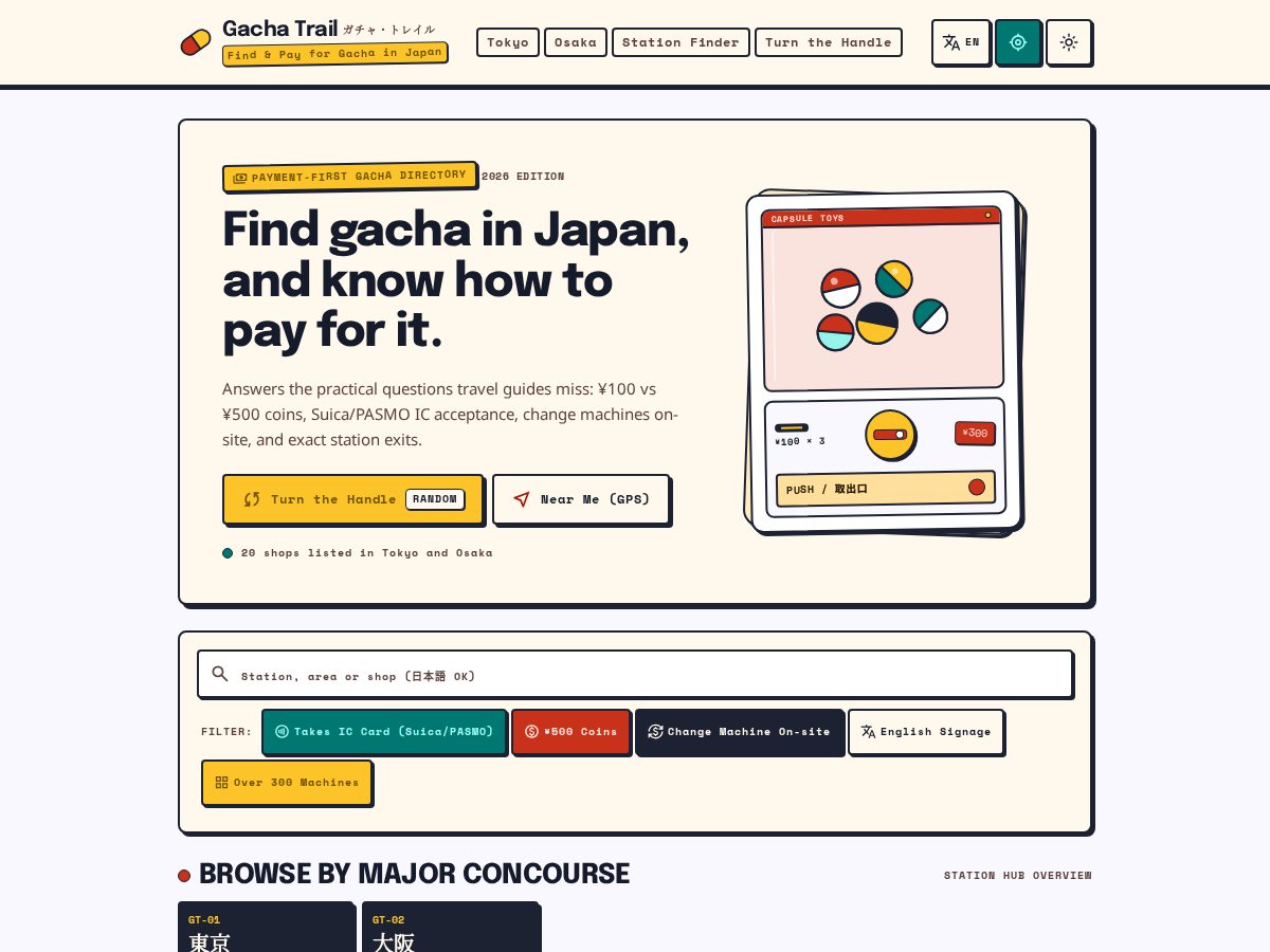 Landing-page snapshot of gachatrail.com