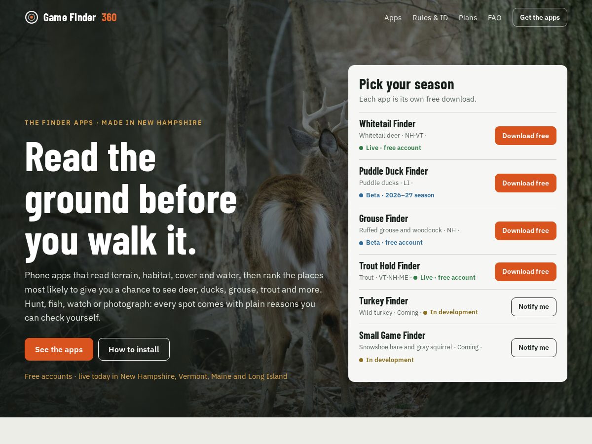 Landing-page snapshot of gamefinder360.com