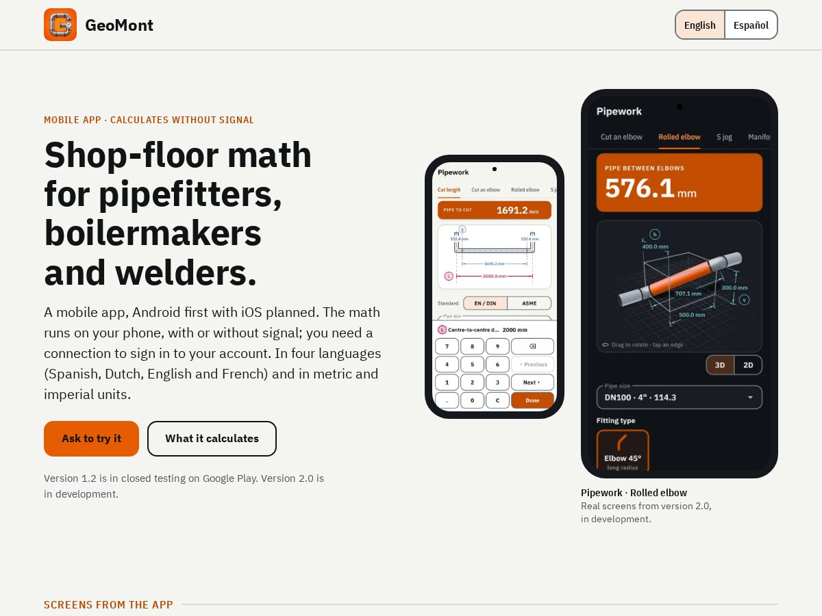 Landing-page snapshot of geomont.app