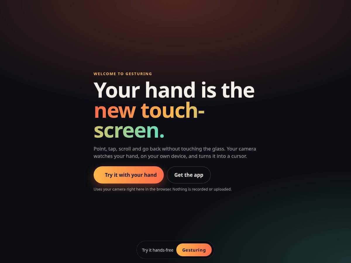 Landing-page snapshot of gesturing.app