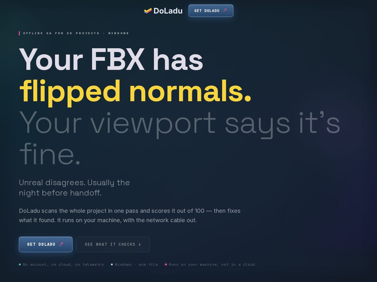Landing-page snapshot of getdoladu.com